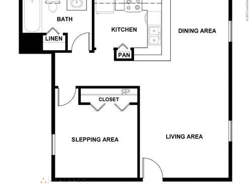 The Ashland: Beds - 1: Baths - 1: SqFt Range - 660 to 660