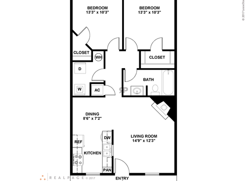 The Bonelli: Beds - 2: Baths - 1: SqFt Range - 932 to 932