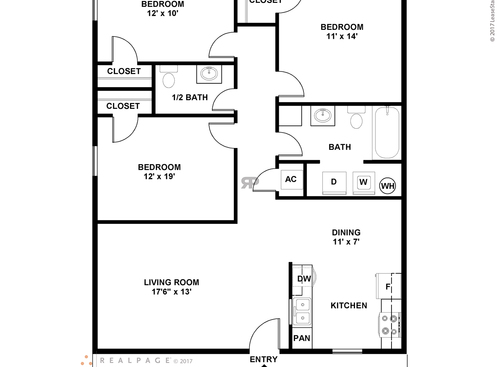 The Cambridge: Beds - 3: Baths - 1.5: SqFt Range - 1232 to 1232