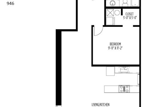 1 Bedroom, 1 Bath: Beds - 1: Baths - 1: SqFt Range - 946 to 946