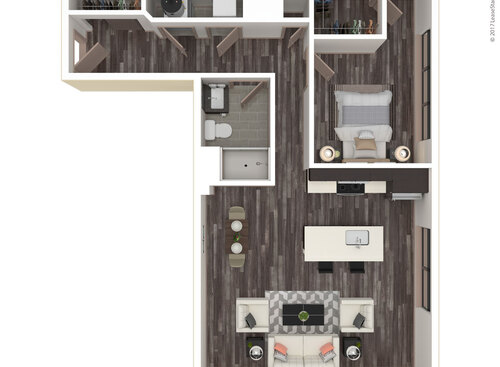 One Bedroom, One Bath: B: Beds - 1: Baths - 1: SqFt Range - 760 to 760