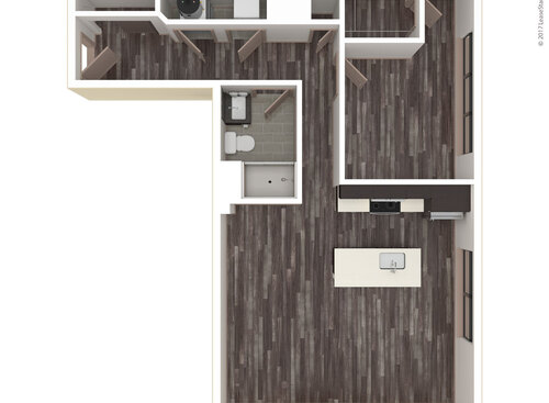 One Bedroom, One Bath: B: Beds - 1: Baths - 1: SqFt Range - 760 to 760
