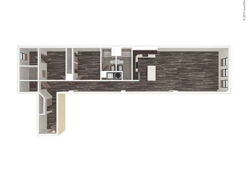 Two Bedroom, Two Bath: B: Beds - 2: Baths - 2: SqFt Range - 1335 to 1335