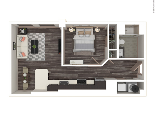 One Bedroom, One Bath: C: Beds - 1: Baths - 1: SqFt Range - 580 to 580