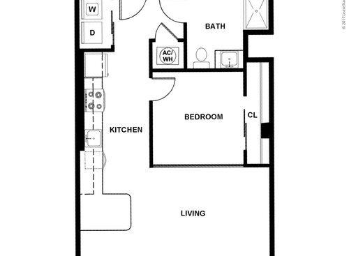 One Bedroom, One Bath: E: Beds - 1: Baths - 1: SqFt Range - 643 to 643