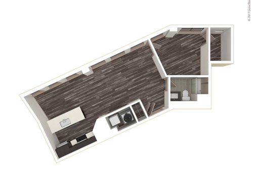 One Bedroom, One Bath: F: Beds - 1: Baths - 1: SqFt Range - 686 to 686