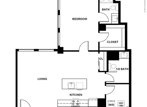 One Bedroom, Two Bath: Penthou: Beds - 1: Baths - 2: SqFt Range - 881 to 881