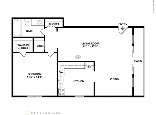 The Alder: Beds - 1: Baths - 1: SqFt Range - 870 to 870
