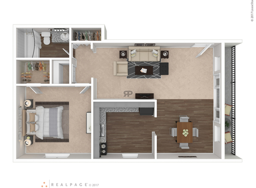 The Alder: Beds - 1: Baths - 1: SqFt Range - 870 to 870