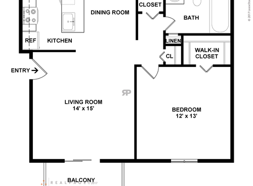The Ashland: Beds - 1: Baths - 1: SqFt Range - 710 to 710