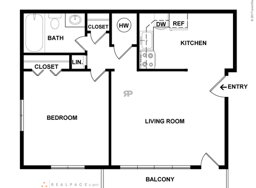 The Ayers: Beds - 1: Baths - 1: SqFt Range - 650 to 650