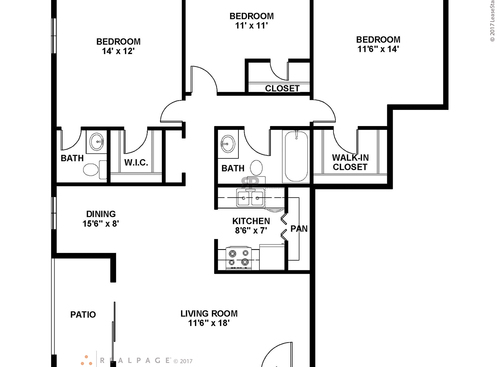 The Cambridge: Beds - 3: Baths - 1.5: SqFt Range - 1100 to 1100