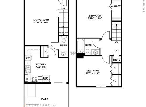 The Lexington: Beds - 2: Baths - 1.5: SqFt Range - 932 to 932