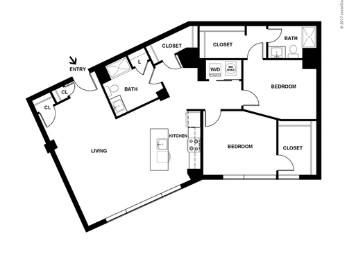 Two Bed, Two Bath C: Beds - 2: Baths - 2: SqFt Range - 1133 to 1133