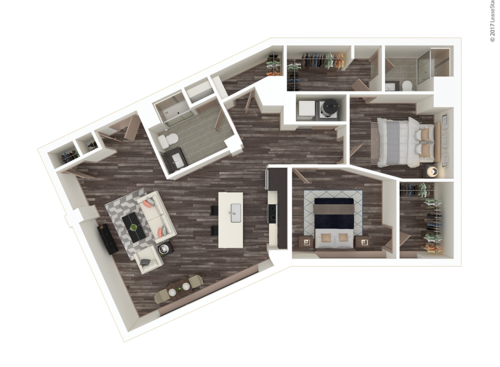 Two Bed, Two Bath C: Beds - 2: Baths - 2: SqFt Range - 1133 to 1133
