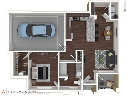 A5 - Cedar: Beds - 1: Baths - 1: SqFt Range - 817 to 817