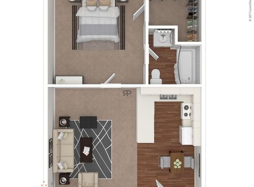 The Ayers: Beds - 1: Baths - 1: SqFt Range - 630 to 630