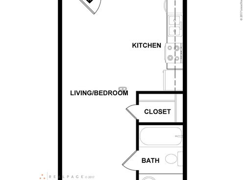 Efficiency/Studio: Beds - Studio: Baths - 1: SqFt Range - 384 to 384