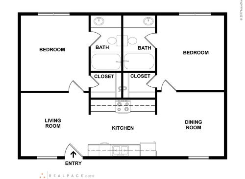 2 Bedroom, 2 bath: Beds - 2: Baths - 2: SqFt Range - 728 to 728