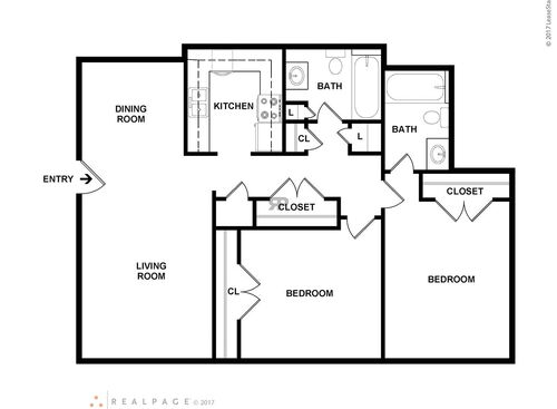 2 Bedroom, 2 bath: Beds - 2: Baths - 2: SqFt Range - 985 to 985