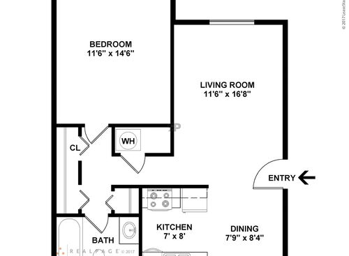 The Ayers: Beds - 1: Baths - 1: SqFt Range - 670 to 670