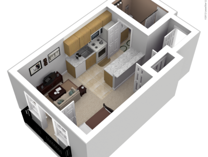 Studio: Beds - Studio: Baths - 1: SqFt Range - 360 to 400