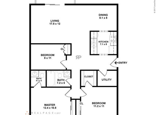 The Cambridge: Beds - 3: Baths - 1.5: SqFt Range - 960 to 960