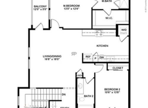 TWO.3 W/ 1 Car Garage: Beds - 2: Baths - 2: SqFt Range - 1324 to 1324