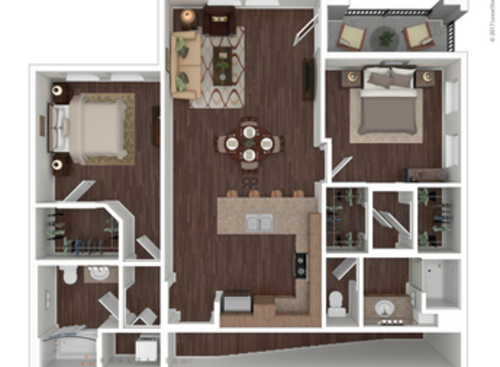 TWO.4 W/ 2 Car Garage: Beds - 2: Baths - 2: SqFt Range - 1231 to 1231