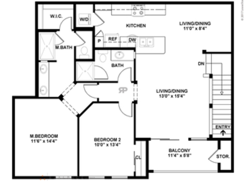 TWO.5 W/ 2 Car Garage: Beds - 2: Baths - 2: SqFt Range - 1263 to 1263