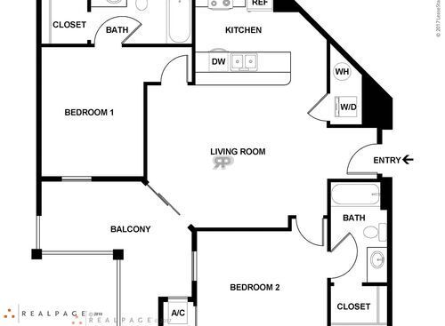 Duo II w/Balc: Beds - 2: Baths - 2: SqFt Range - 956 to 956