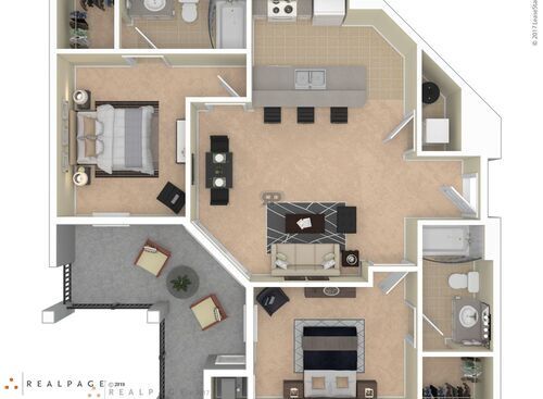 Duo II w/Balc: Beds - 2: Baths - 2: SqFt Range - 956 to 956