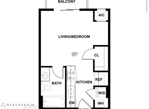 Studio I w/Balc: Beds - 1: Baths - 1: SqFt Range - 372 to 372