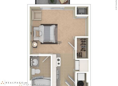 Studio I w/Balc: Beds - 1: Baths - 1: SqFt Range - 372 to 372