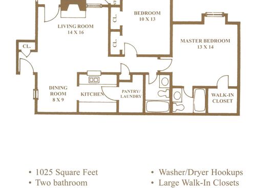 Two Bedroom: Beds - 2: Baths - 2: SqFt Range - 1025 to 1025
