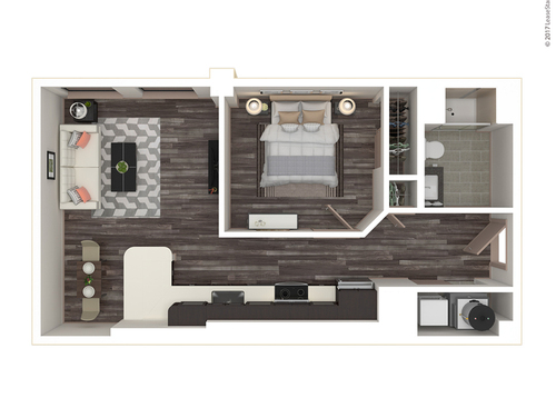 One Bedroom, One Bath: C: Beds - 1: Baths - 1: SqFt Range - 580 to 580