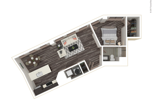 One Bedroom, One Bath: F: Beds - 1: Baths - 1: SqFt Range - 686 to 686