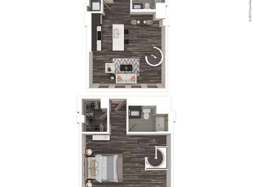 One Bedroom, Two Bath: Townhou: Beds - 1: Baths - 2: SqFt Range - 889 to 889