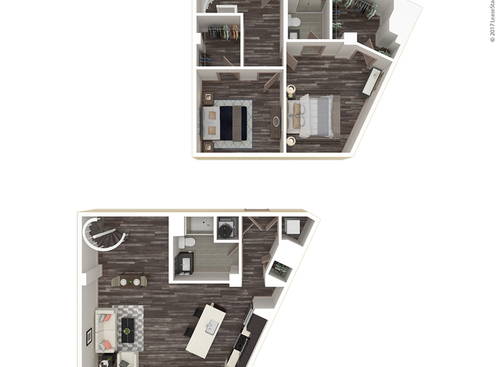 Two Bedroom, Two Bath: Townhou: Beds - 2: Baths - 2: SqFt Range - 1192 to 1192