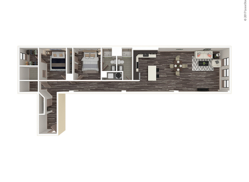 Two Bedroom, Two Bath: B: Beds - 2: Baths - 2: SqFt Range - 1335 to 1335