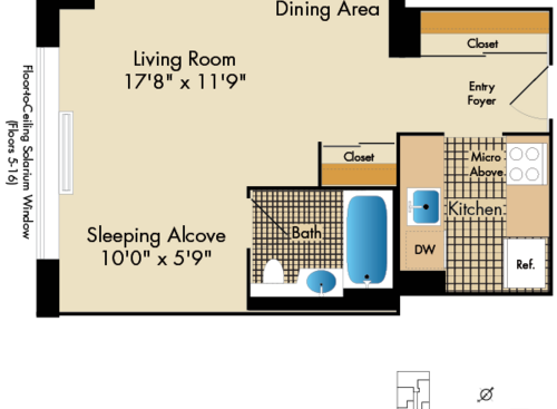 Studio N, K, H, G: Beds - Studio: Baths - 1: SqFt Range - 470 to 470