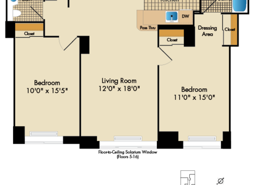 2 Bedroom R: Beds - 2: Baths - 2: SqFt Range - 963 to 963