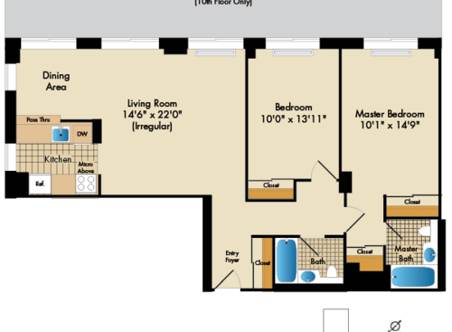 2 Bedroom C2: Beds - 2: Baths - 2: SqFt Range - 1060 to 1060