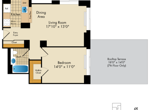 1 Bedroom T, Q, N: Beds - 1: Baths - 1: SqFt Range - 651 to 652