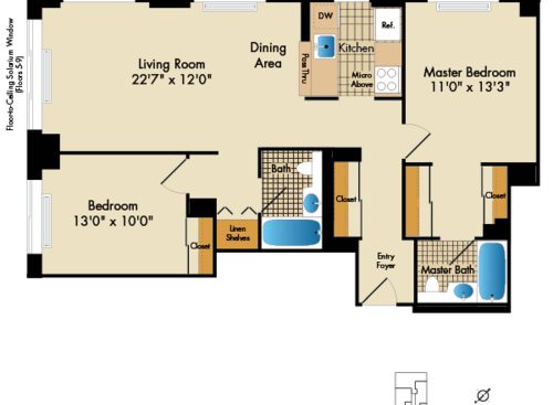 2 Bedroom JF: Beds - 2: Baths - 2: SqFt Range - 1004 to 1004