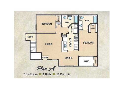 A: Beds - 2: Baths - 2: SqFt Range - 1035 to 1035
