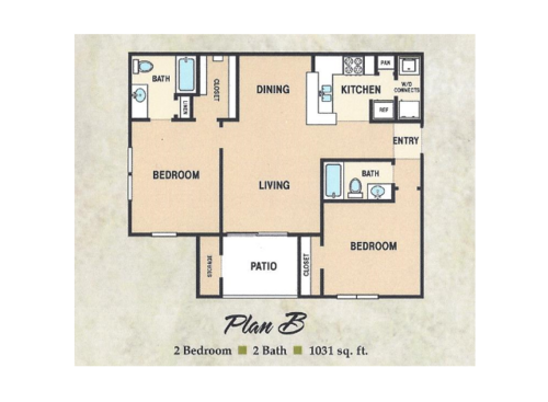 B: Beds - 2: Baths - 2: SqFt Range - 1031 to 1031