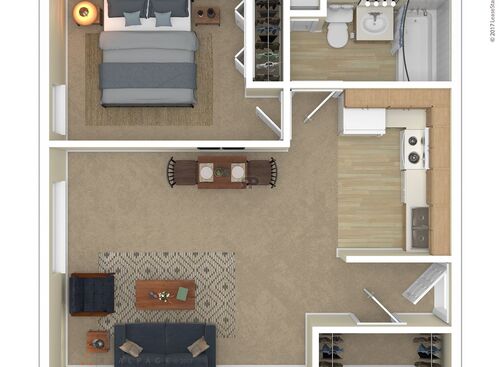 1 Bedroom: Beds - 1: Baths - 1: SqFt Range - 500 to 500