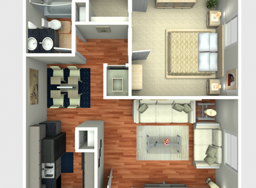 A2: Beds - 1: Baths - 1: SqFt Range - 625 to 625