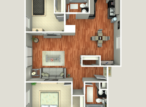 B3R: Beds - 2: Baths - 2: SqFt Range - 950 to 950